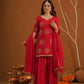 Libaas Red Chanderi Zariwork Sharara Set