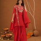 Meherbaan Red Zariwork Sharara Jacket Set