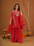 Meherbaan Red Zariwork Sharara Jacket Set