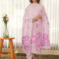Mauve Blossom Hand Paint Soft Organza Suit Set