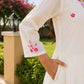 Off White Petal Handwork Chanderi A-Line Kurta Set