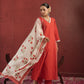 CHAAND RED COTTON SUIT SET WITH BLOCK PRINT DUPATTA