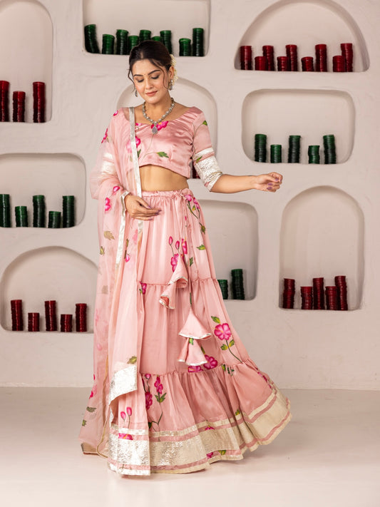 Zoka handpaint lehenga set