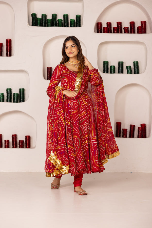 Pehno'Sa Maroon Bandhej Set