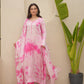 Pink Silk Shibori Mirror  Work Staright Suit Set