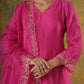 Roohani Pink Chanderi Floral Cutwork Suit Set