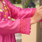 Rose Pink Floral Handwork Chanderi Kurta Set