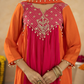 Orange Chanderi Aari & Handwork Gathered Kurta Set
