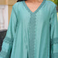 Sea Green Chanderi Lace Work Kurta Set