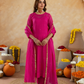 Fuchsia Pink Doria Hand Embroidered A- Line Kurta  Set