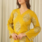 Mustard Bloom Screen Print Cotton Suit Set