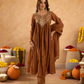 Brown Chanderi Aari & Handwork Gathered Kurta Set