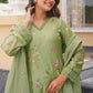 Pista Chanderi Floral Embroidered Kurta Set