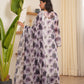 Plumeria Chiffon Floral Straight Suit Set
