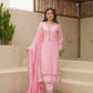 Pink Maslin Embroidered Suit Set