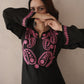 Indiflora black embroidery maslin kurta set
