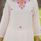 Off White Petal Handwork Chanderi A-Line Kurta Set