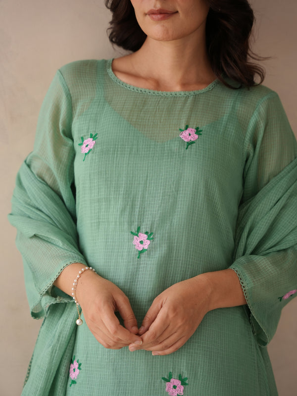 Elira Mint Green Embroidered Doria Suit Set