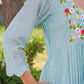Powder Blue Floral Handwork Chanderi Kurta Set