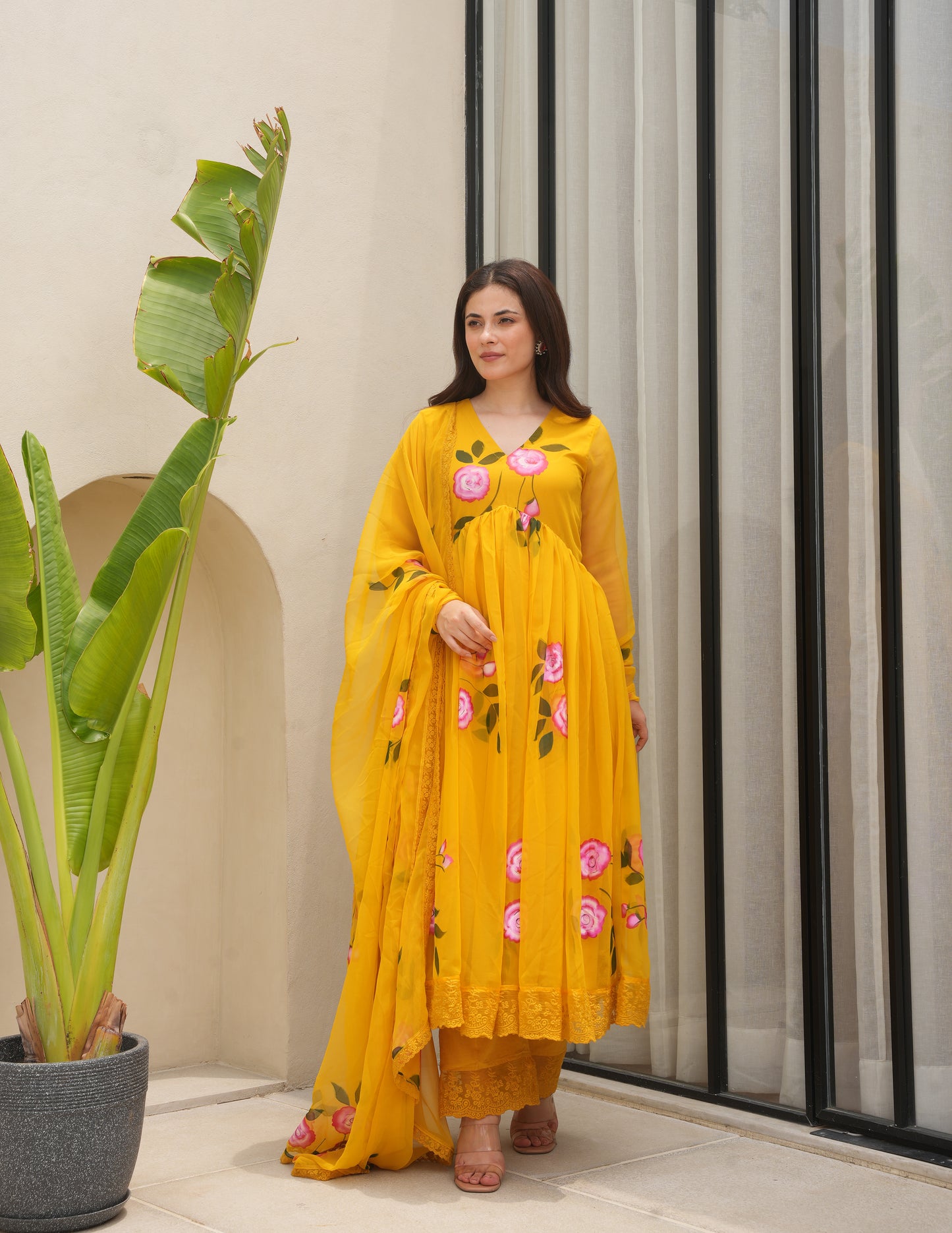 Murraya Mustard Handpaint Suit Set