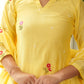 Lemon Yellow Embroidered Chanderi Kurta Set with Pants & Dupatta