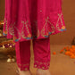 Sunehri Pink Silk Aariwork Suit Set