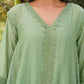 Pista Chanderi Lace Work Kurta Set