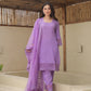 Lillian Purple Cotton Crush Straight Suit Set
