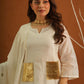 Apsaara White Chanderi Gota Suit Set