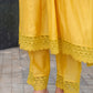 Mustard Floral Handwork Chanderi Kurta Set