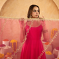 Fuchsia Chanderi Anarkali with Aari Work & Sequin Embellished  Dupatta