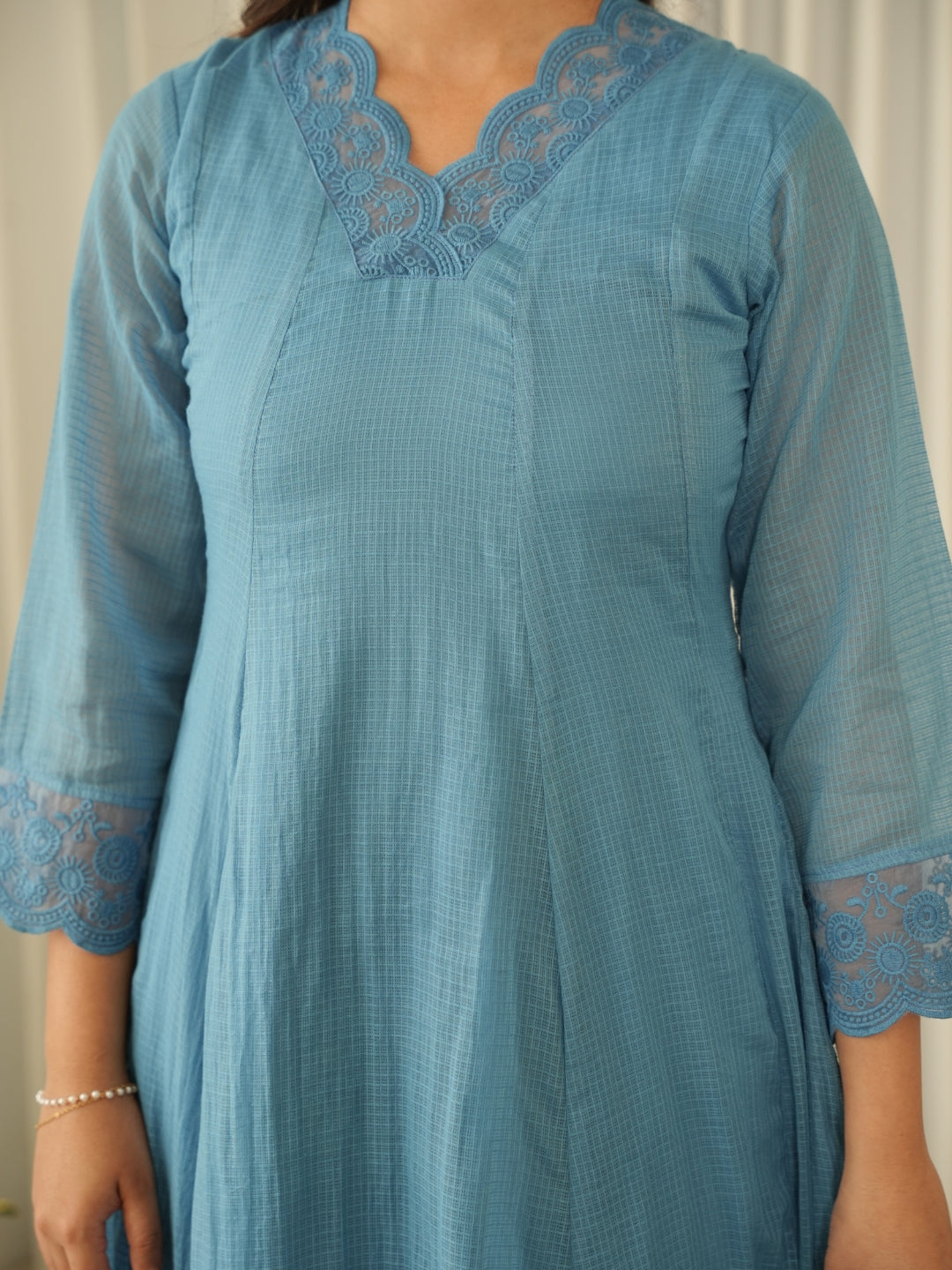 Powder Blue Aari Embroidered Doria Suit Set
