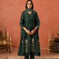 Bottle Green Floral Aari Embroidered Anarkali Set