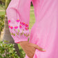 Pink Petal Floral Aari Work Chanderi Kurta Set