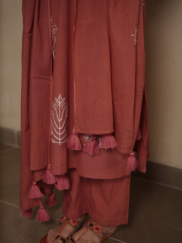 LARA BROWN COTTON EMBROIDERY SUIT SET
