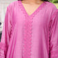 Purple Chanderi Lace Work Kurta Set