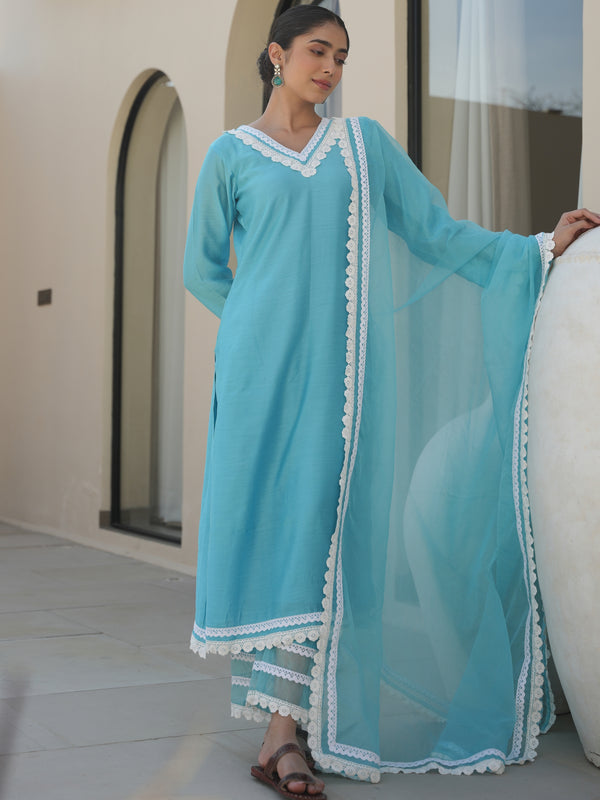 PINE SKY CHANDERI CROCHET LACEWORK SUIT SET