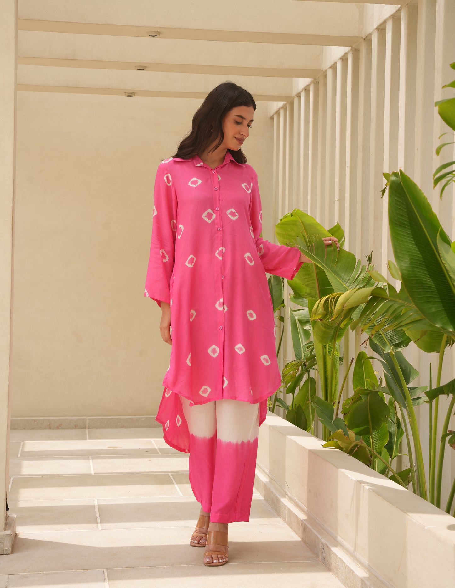 Ivy Pink Bandhani Maslin Co Ord Set