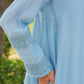 Ice Blue Chanderi Lace Work Kurta Set