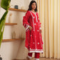 Zuri Red Bandhani Silk  Suit Set