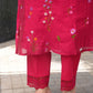 Dark Pink Chanderi Floral Embroidered Kurta Set