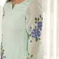 Mint Blossom Handpainted Organza Suit Set