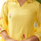 Lemon Yellow Embroidered Chanderi Kurta Set with Pants