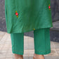 Green Floral Hand Embroidered Chanderi Kurta Set