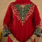 Red Zari Embroidered A-Line kurta with Dupatta