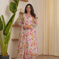 Snow White Chiffon Floral Straight Suit Set