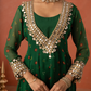 Green Chiffon Bandhej Mirrorwork Kurta Set
