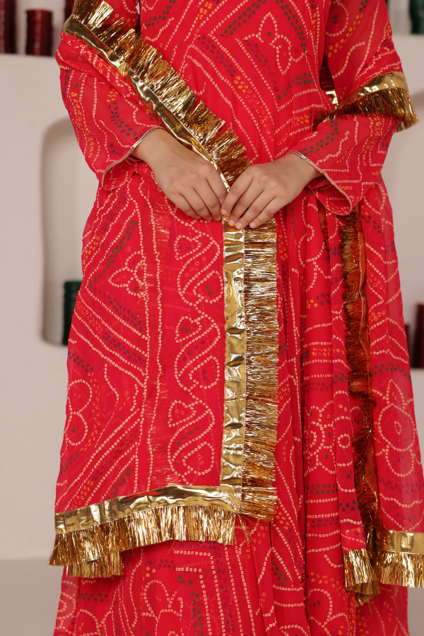 Pehno'Sa Gulaabi Bandhej Set