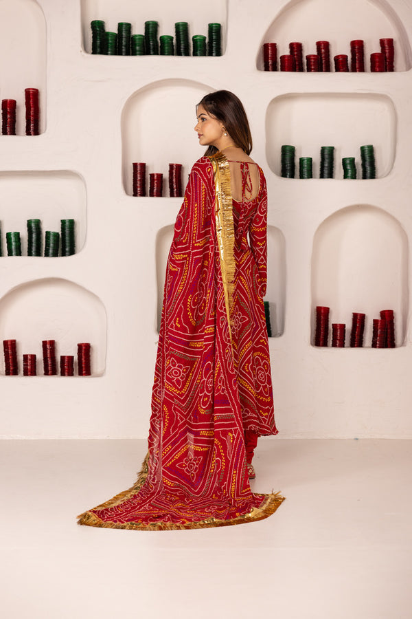 Pehno'Sa Maroon Bandhej Set