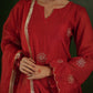 CHAAND RED CHANDERI AARI EMBROIDERD SUIT SET